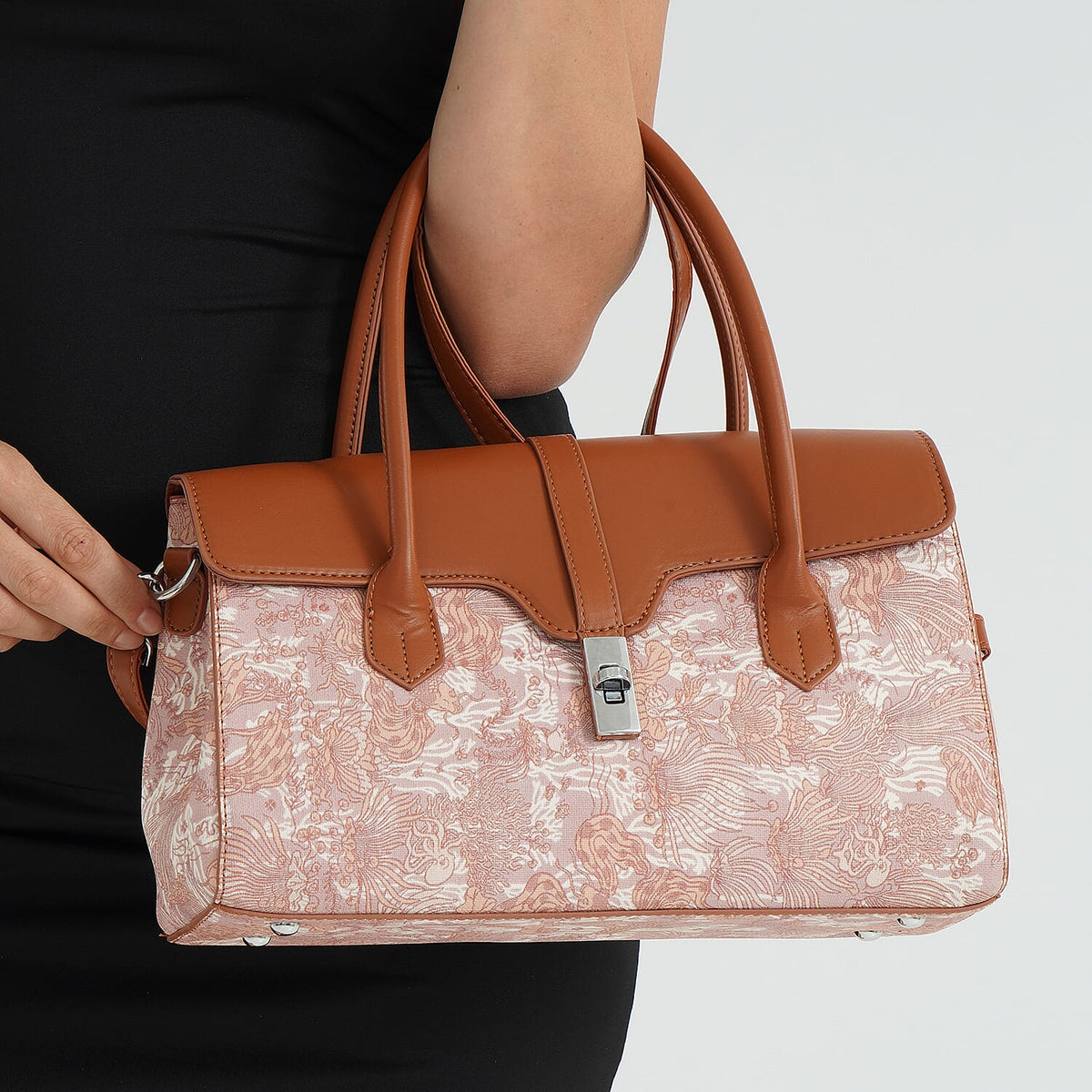 Ocean Pattern Crossbody Bag with Detachable Shoulder Strap - Brown V32529364 3