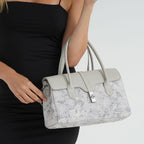 Ocean Pattern Crossbody Bag with Detachable Shoulder Strap - Grey