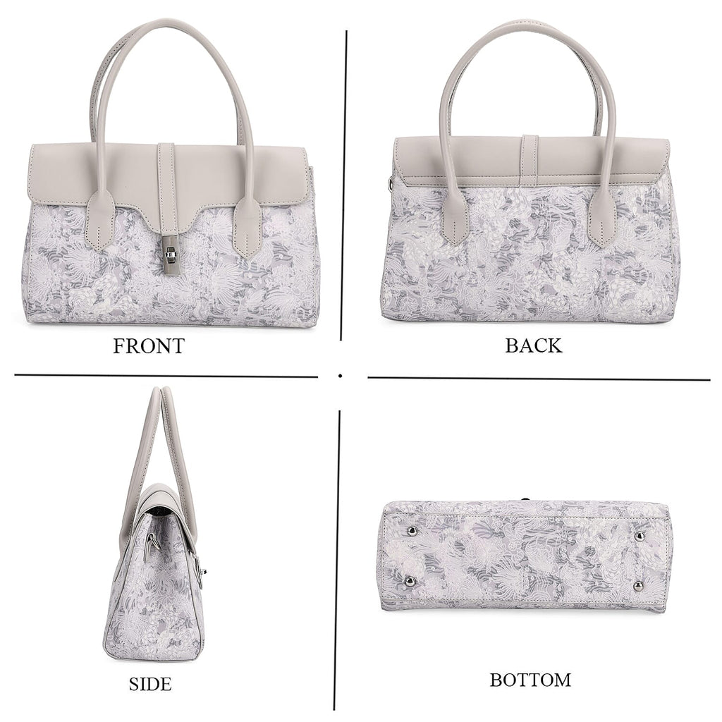 Ocean Pattern Crossbody Bag with Detachable Shoulder Strap - Grey