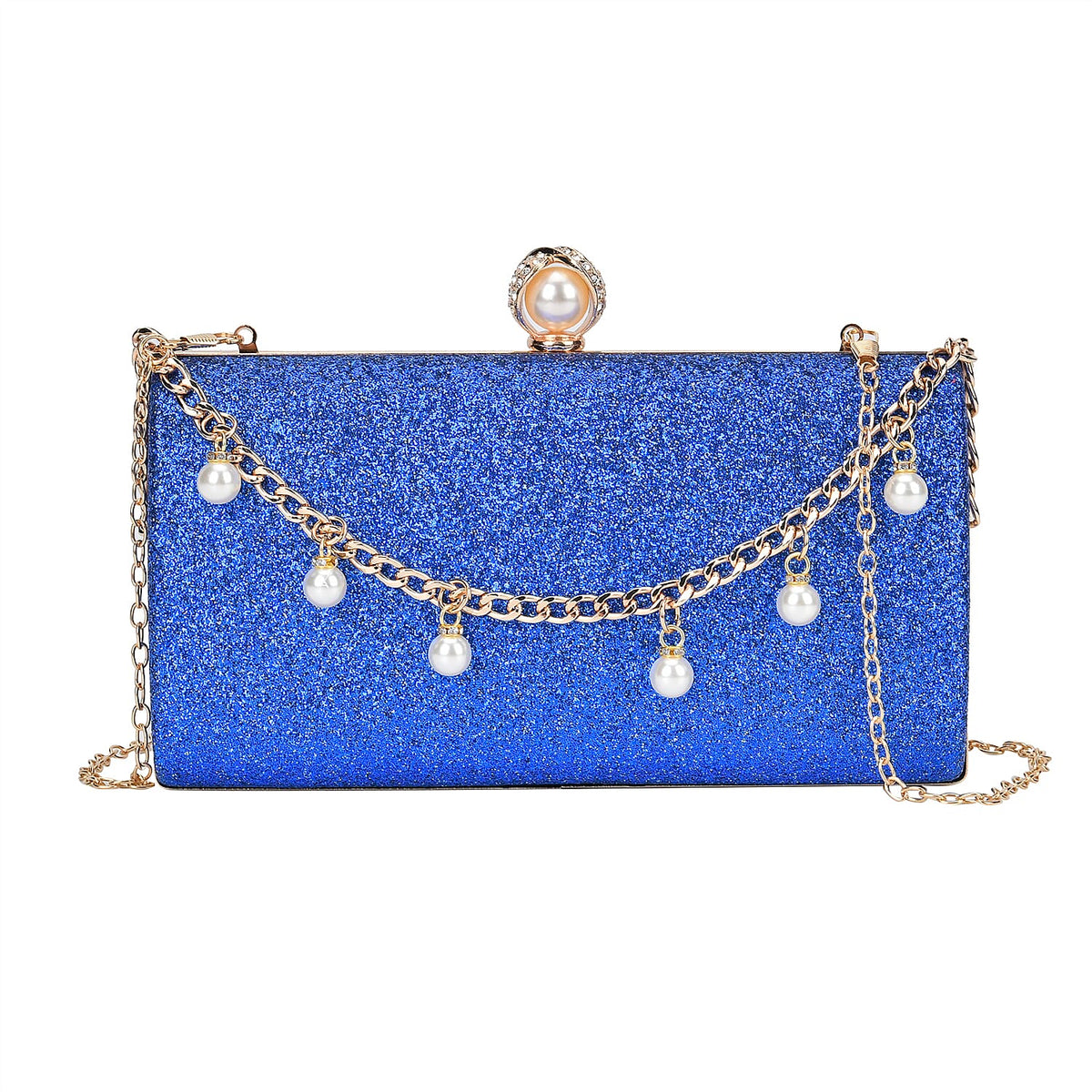 Leatherette Clutch Bag with Necklace &amp; Bracelet (Size 22x12x4 cm) - Navy 7863033 2