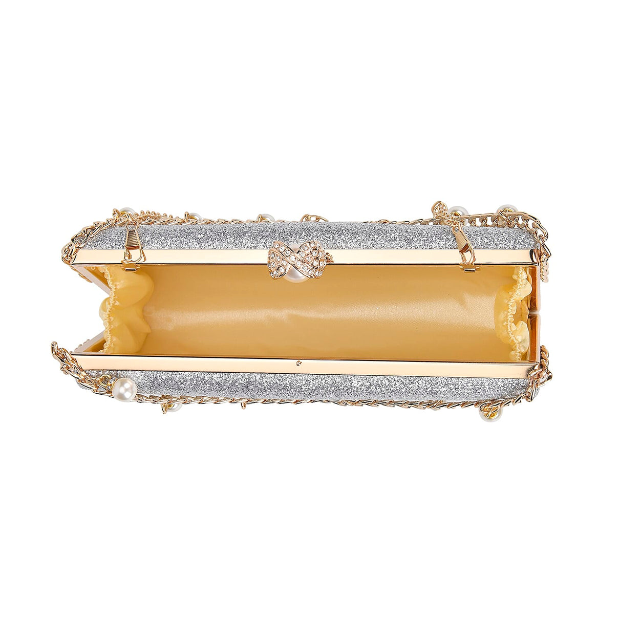 Sequin Clutch Bag with Necklace &amp; Bracelet (Size 22x12x4 cm) - Silver 7863026 13