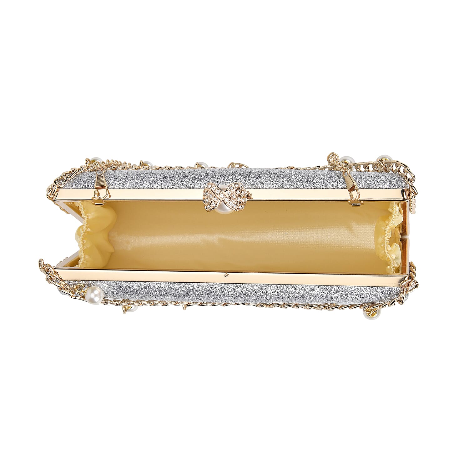 Sequin Clutch Bag with Necklace &amp; Bracelet (Size 22x12x4 cm) - Silver 7863026 13