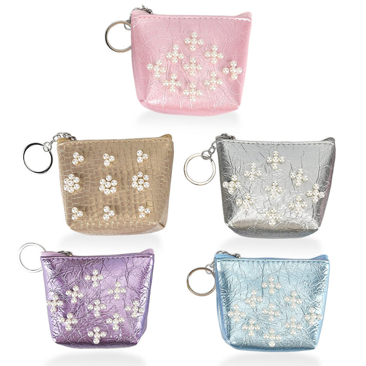 Set of 5 Mini Pouches (10 x 9 x 3.5cm) - Purple, Blue, Silver, Pink, &amp; Gold V32647194 1