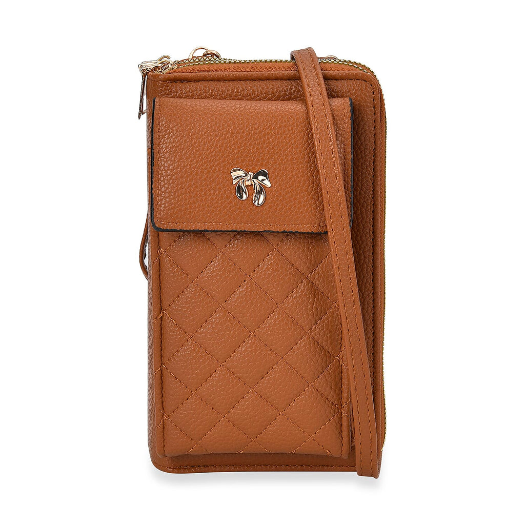 PU Crossbody Cellphone Bag (Size 11x4x19 cm) - Brown