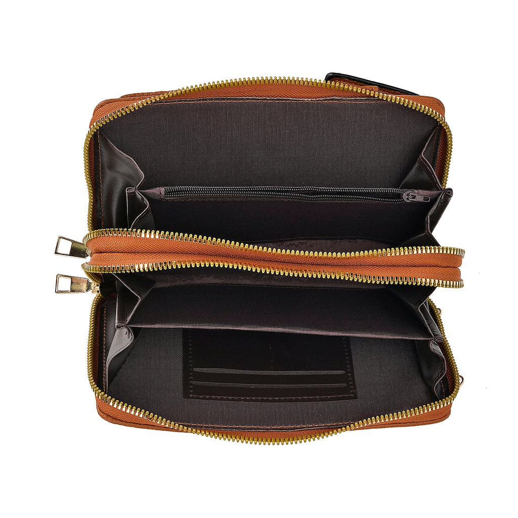 PU Crossbody Cellphone Bag (Size 11x4x19 cm) - Brown