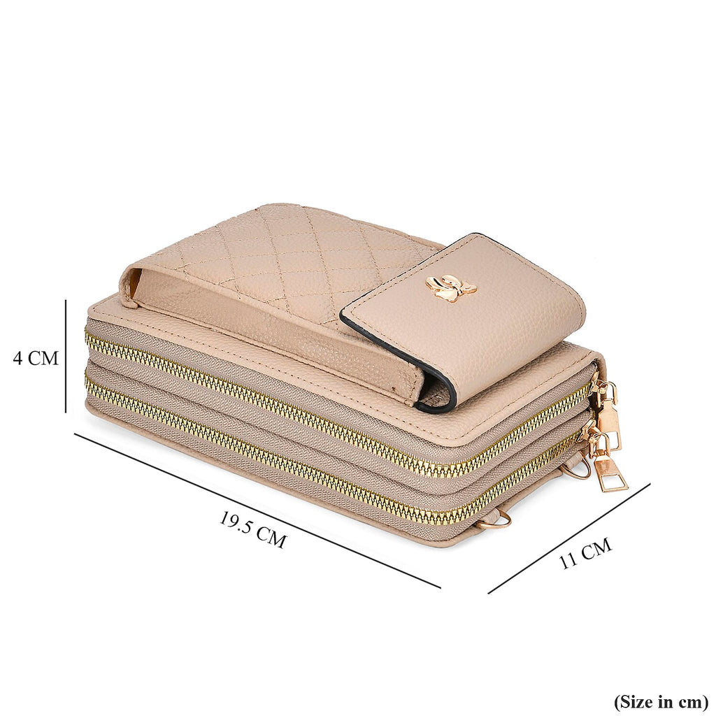 PU Crossbody Cellphone Bag (Size 11x4x19 cm) - Khaki