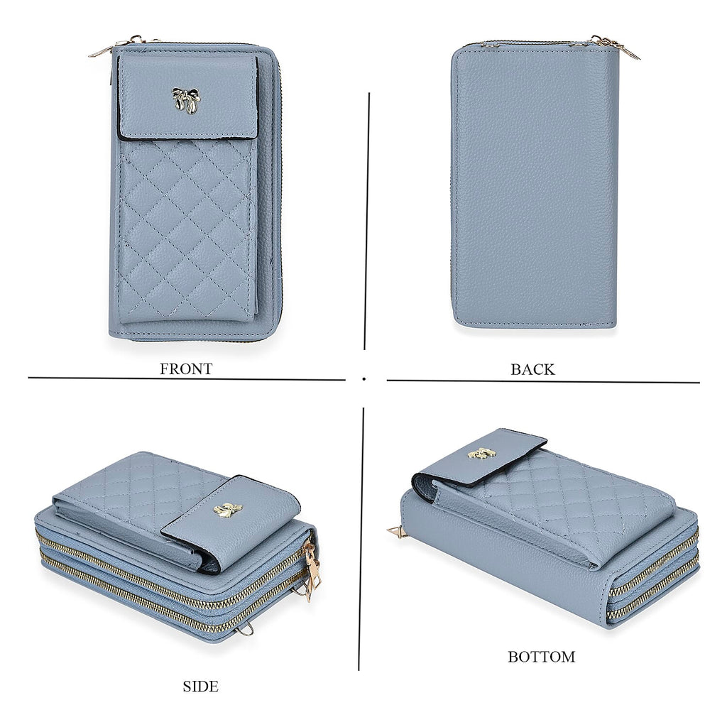 Leatherette Crossbody Mobile Phone Bag - Light Blue