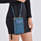 PU Crossbody Cellphone Bag (Size 11x4x19 cm) - Navy