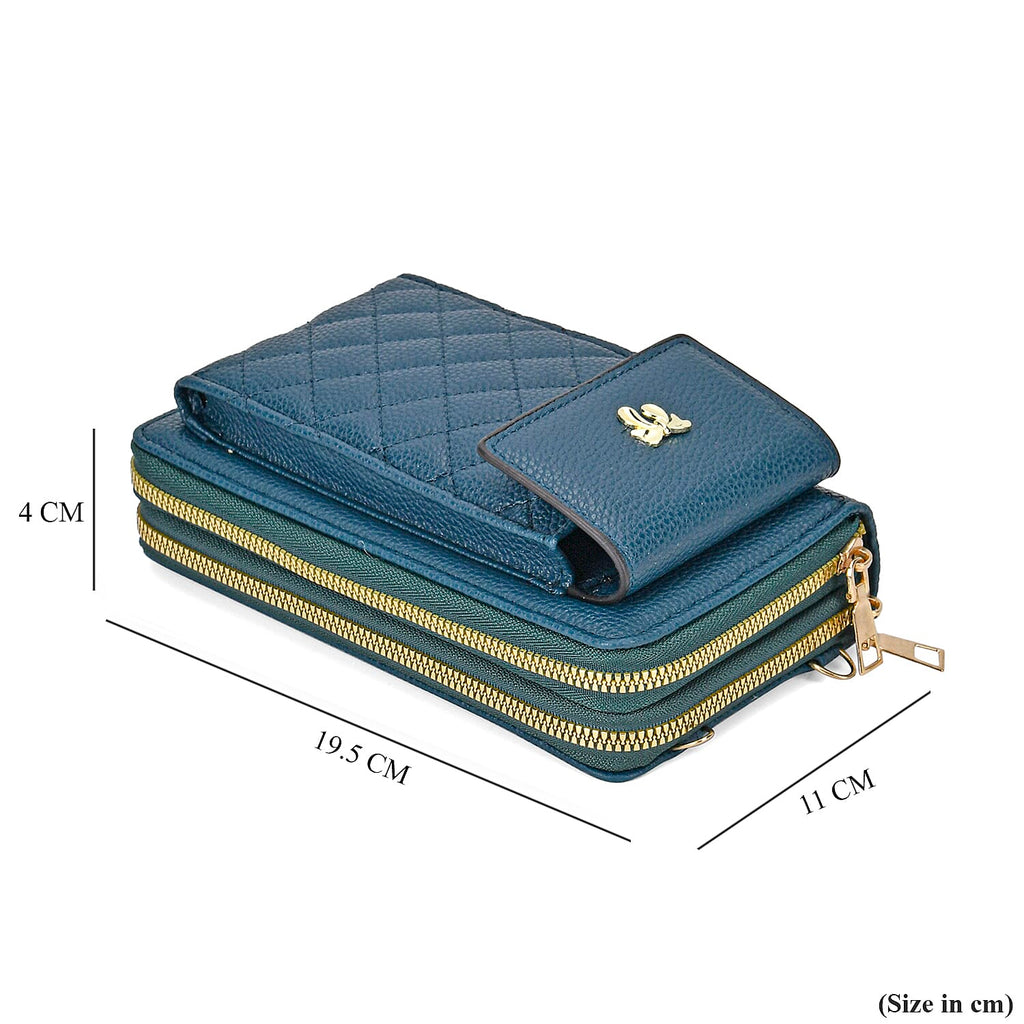 PU Crossbody Cellphone Bag (Size 11x4x19 cm) - Navy
