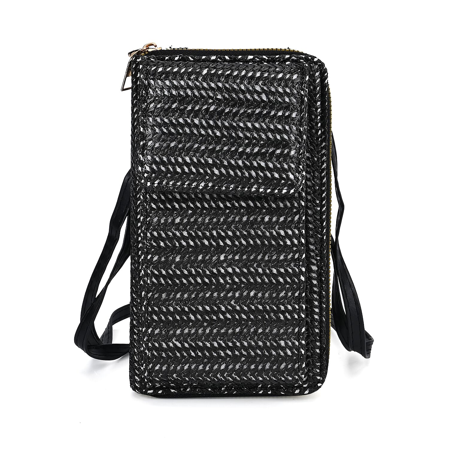 Leatherette Crossbody Cellphone Bag with Long Strap - Black 7748415 0