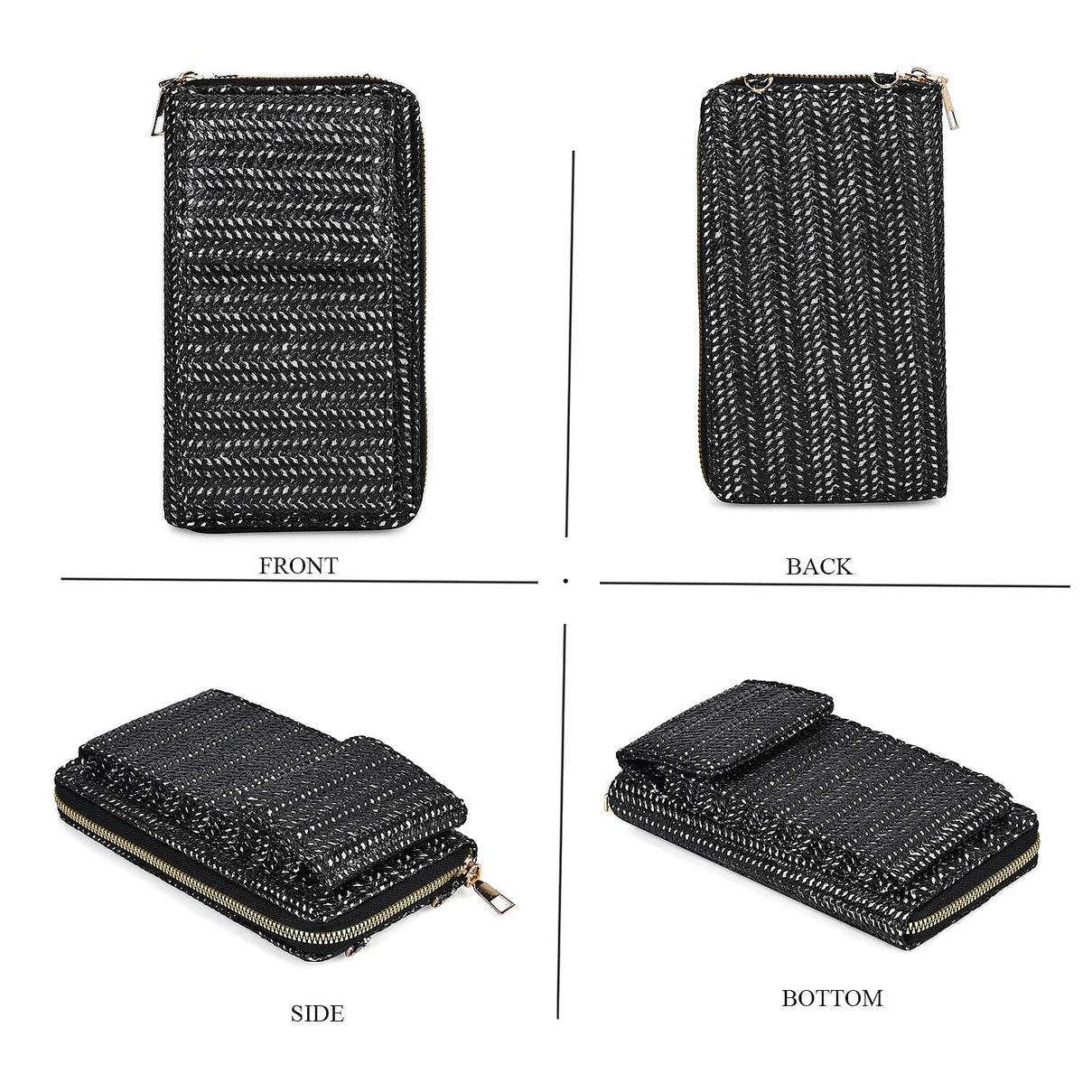 Leatherette Crossbody Cellphone Bag with Long Strap - Black 7748415 3