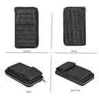 Leatherette Crossbody Cellphone Bag with Long Strap - Black