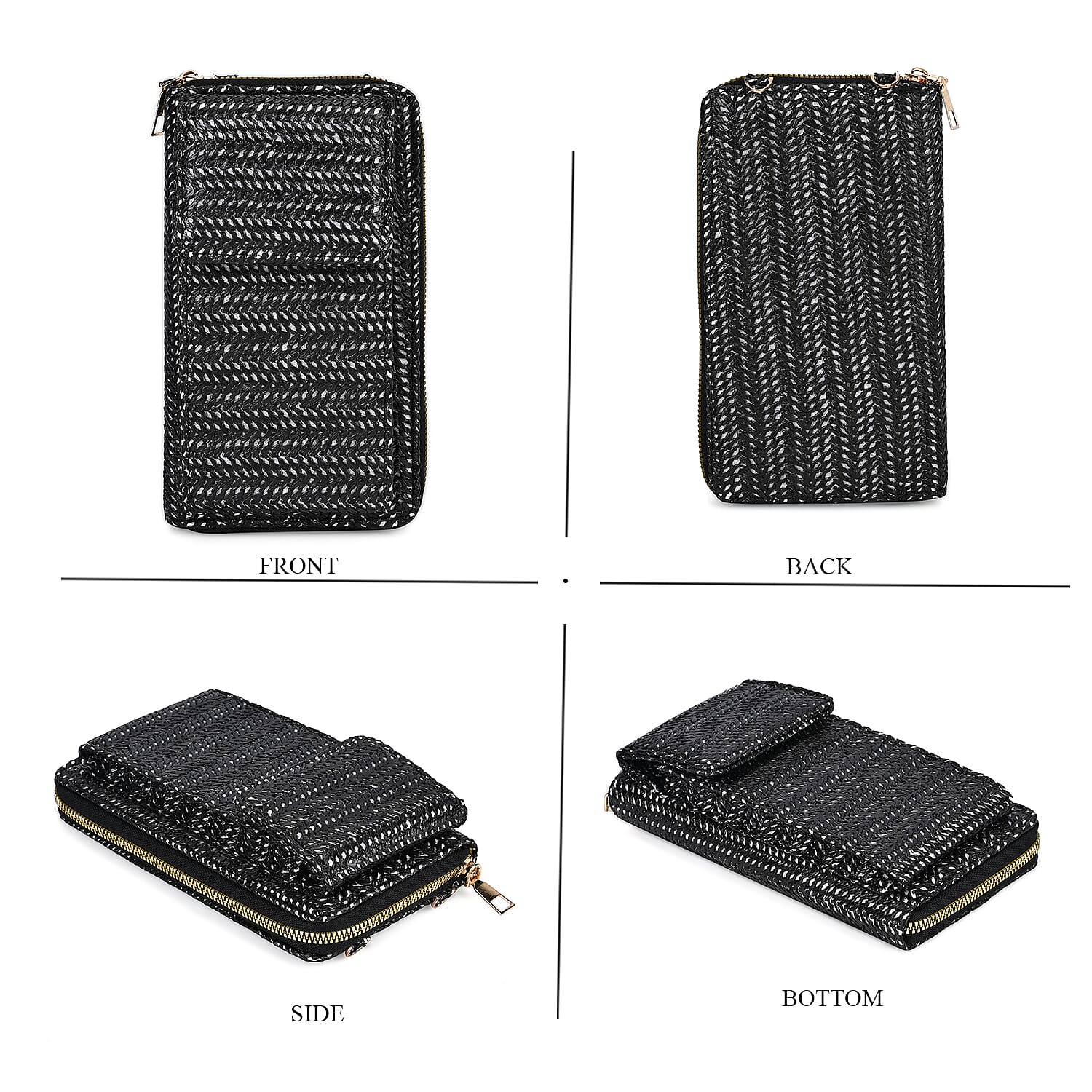 Leatherette Crossbody Cellphone Bag with Long Strap - Black 7748415 3