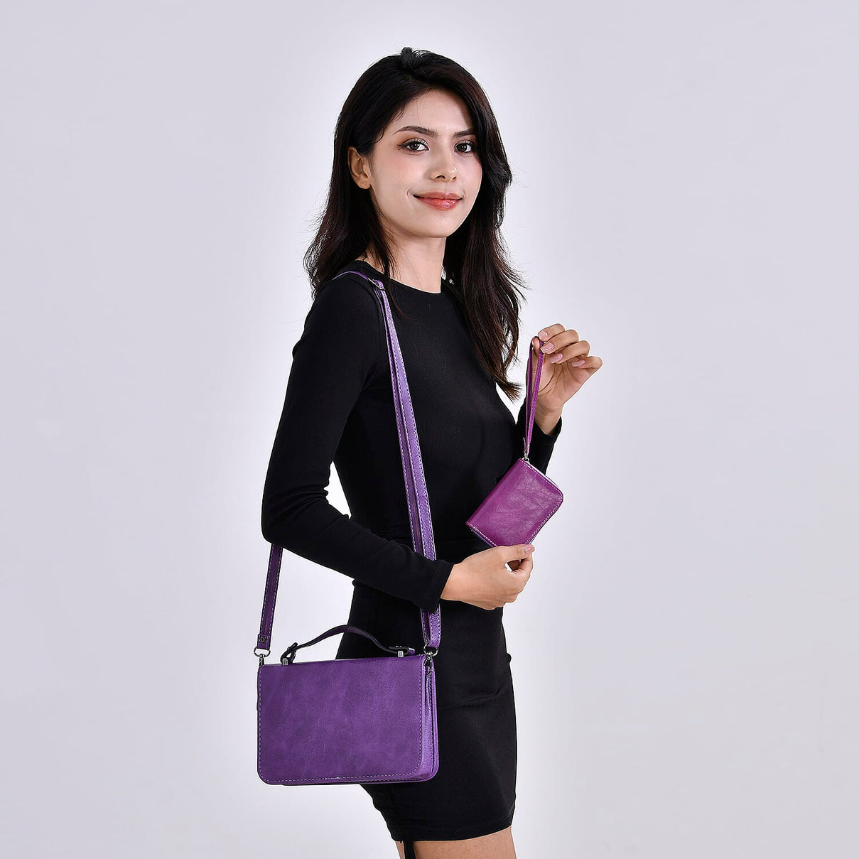 Leatherette Crossbody Bag with Card Holder - Set of 2 7775205 2