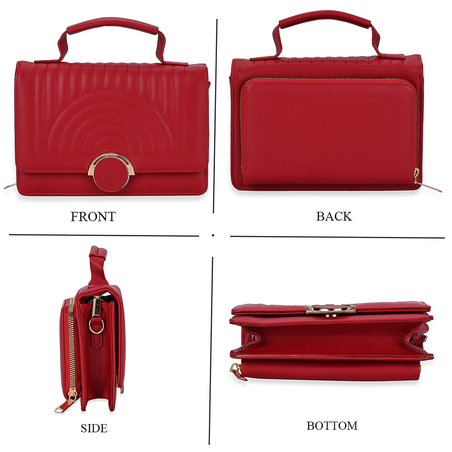 Designer Inspired 2-in-1 PU Crossbody Bag (Size 21x8x14 cm) - Burgundy 7851355 11