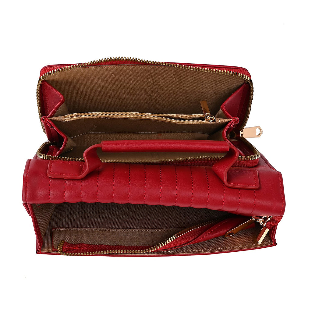 Designer Inspired 2-in-1 PU Crossbody Bag (Size 21x8x14 cm) - Burgundy
