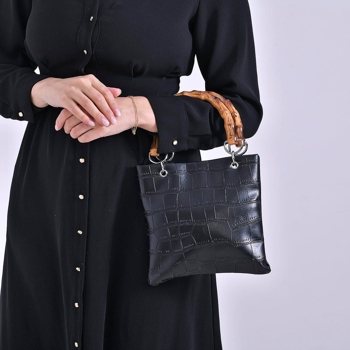 Leatherette Croc Pattern Crossbody Bag with Handle Drop V32576066 3