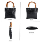 Croc Pattern Crossbody Bag with Handle Drop - Black