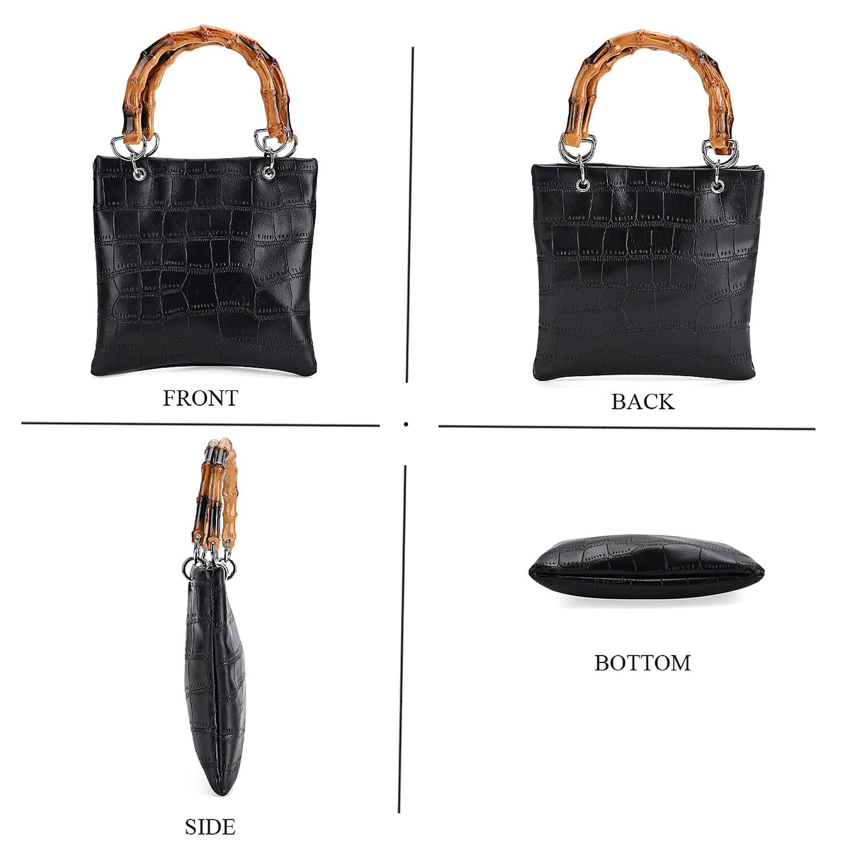 Leatherette Croc Pattern Crossbody Bag with Handle Drop V32576066 4