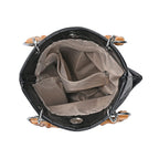 Croc Pattern Crossbody Bag with Handle Drop - Black