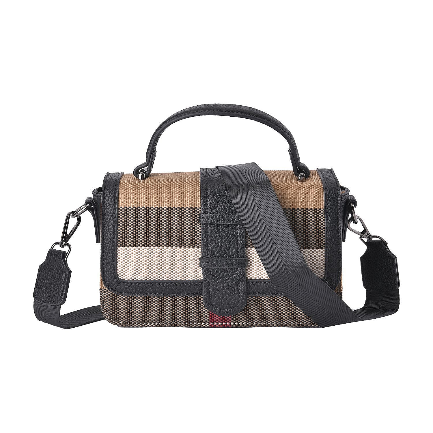 Closeout Deal Plaid Pattern Crossbody Bag with Detachable Strap - Black 7550444 0