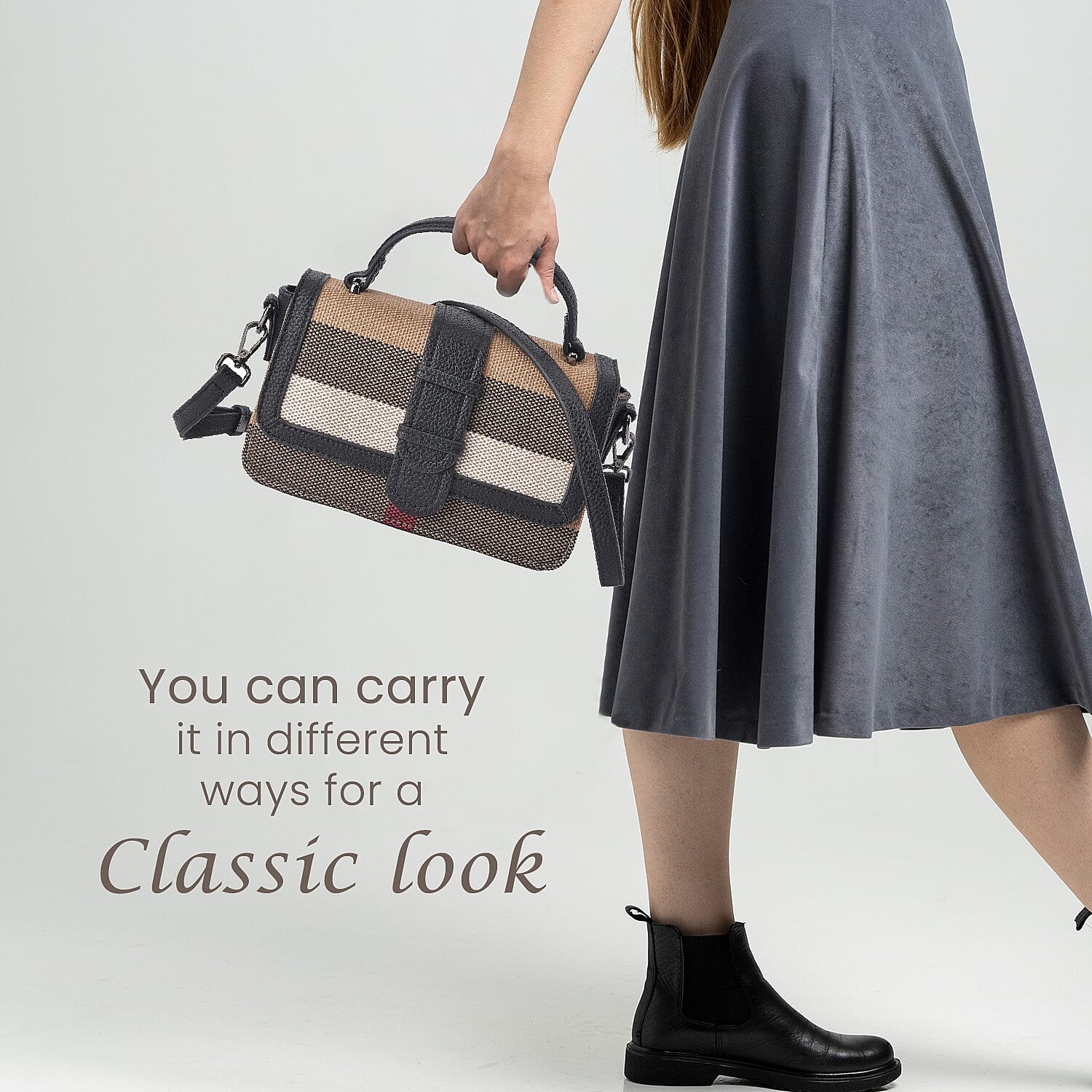 Closeout Deal Plaid Pattern Crossbody Bag with Detachable Strap - Black 7550444 3