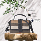 Closeout Deal Plaid Pattern Crossbody Bag with Detachable Strap - Black