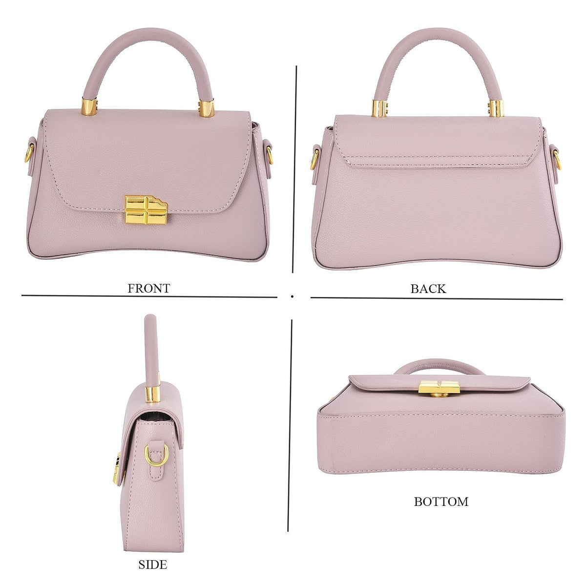 Closeout deal Top Handle Crossbody Bag with Detachable &amp; Adjustable Strap - Pink 7546362 3