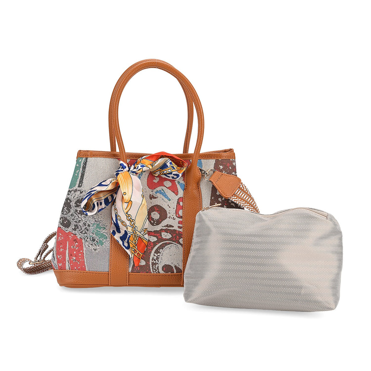 PU Patterned Crossbody Bag (Size 30x21x13 cm) - Blue &amp; Beige V32646593 0