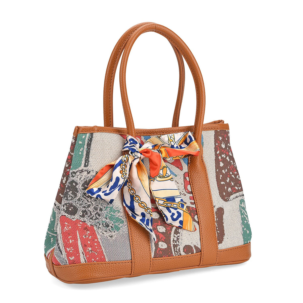 PU Patterned Crossbody Bag (Size 30x21x13 cm) - Blue &amp; Beige V32646593 7