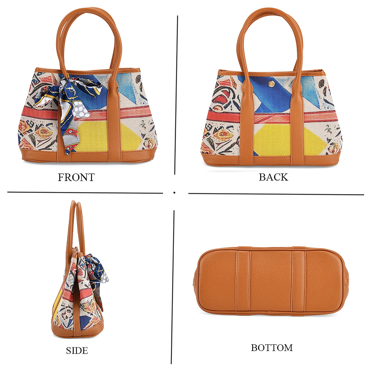 Trendy Graffiti Tote Bag with Mini Pouch - Yellow - Brown 8133032 5