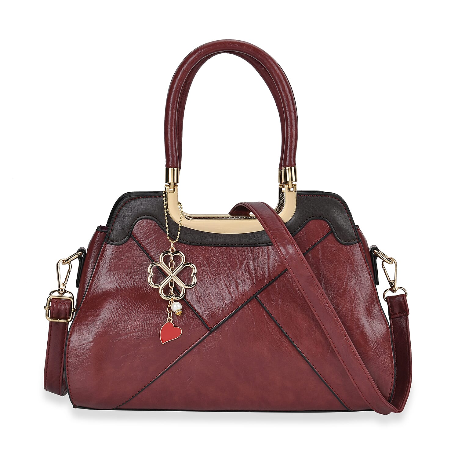 PU Patterned Crossbody Bag (Size 31x13x21 cm) - Burgundy &amp; Black 7767459 0