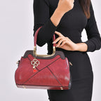 PU Patterned Crossbody Bag (Size 31x13x21 cm) - Burgundy & Black