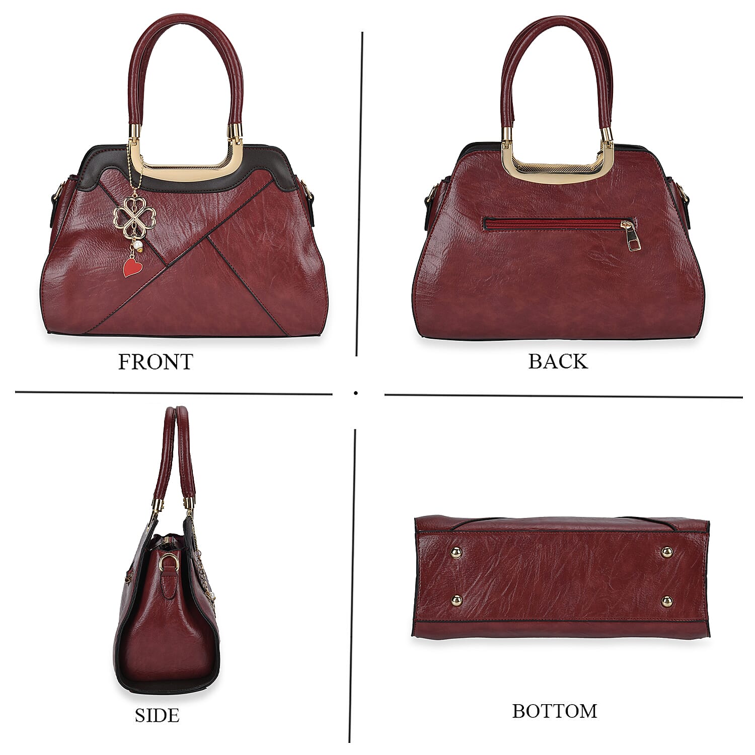 PU Patterned Crossbody Bag (Size 31x13x21 cm) - Burgundy &amp; Black 7767459 3