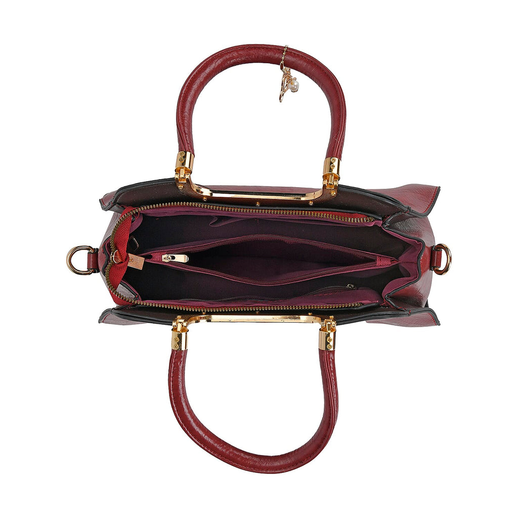 PU Patterned Crossbody Bag (Size 31x13x21 cm) - Burgundy & Black