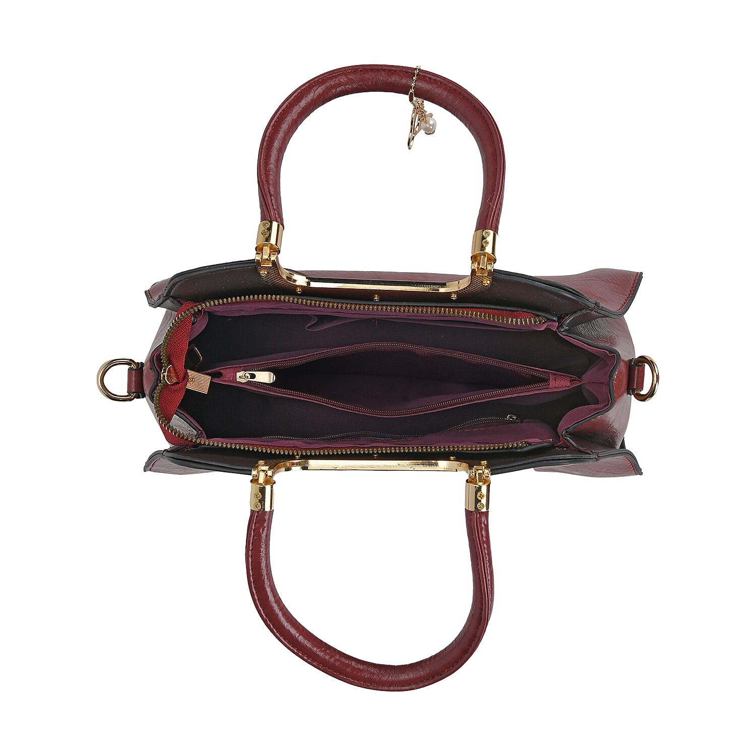 PU Patterned Crossbody Bag (Size 31x13x21 cm) - Burgundy &amp; Black 7767459 4