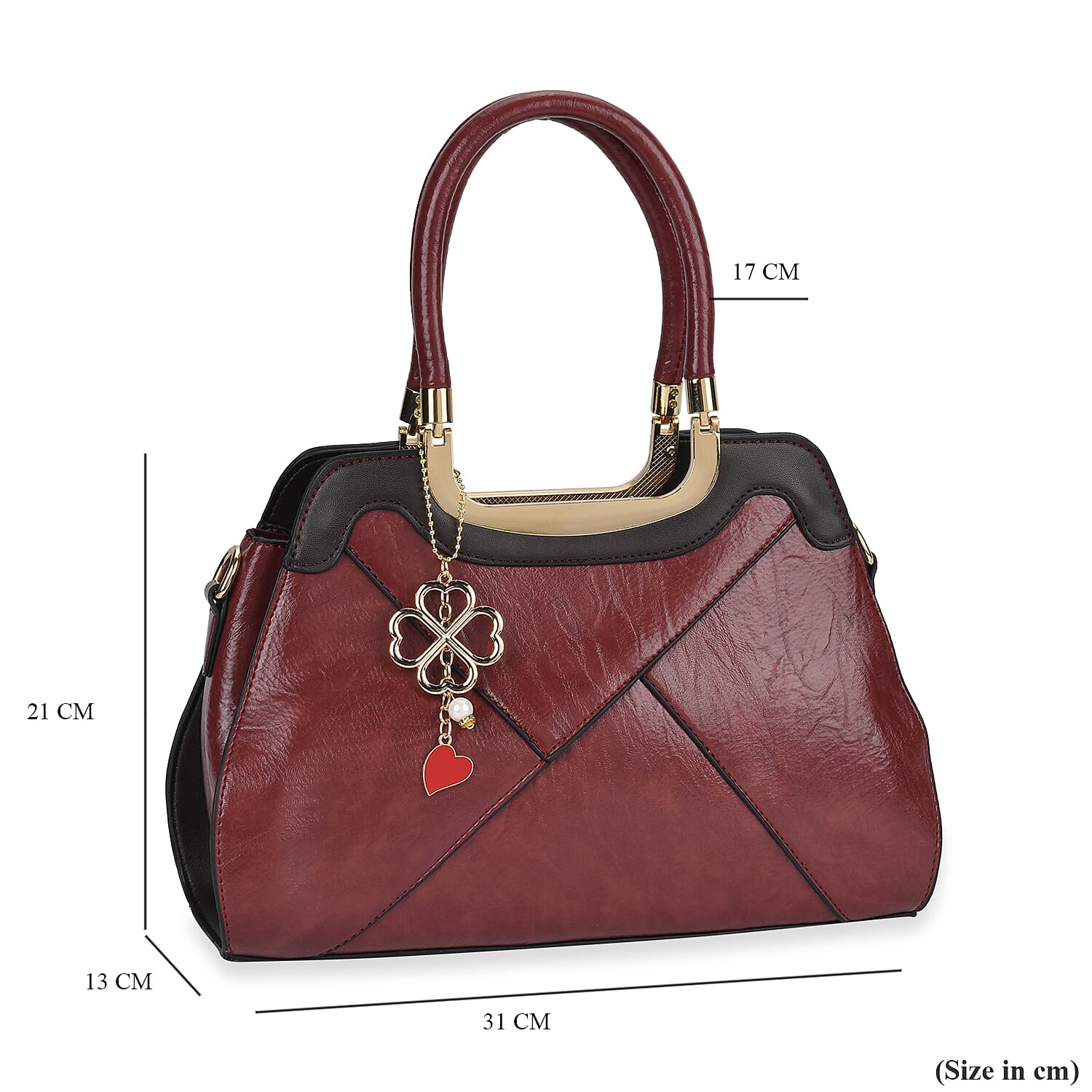PU Patterned Crossbody Bag (Size 31x13x21 cm) - Burgundy &amp; Black 7767459 6