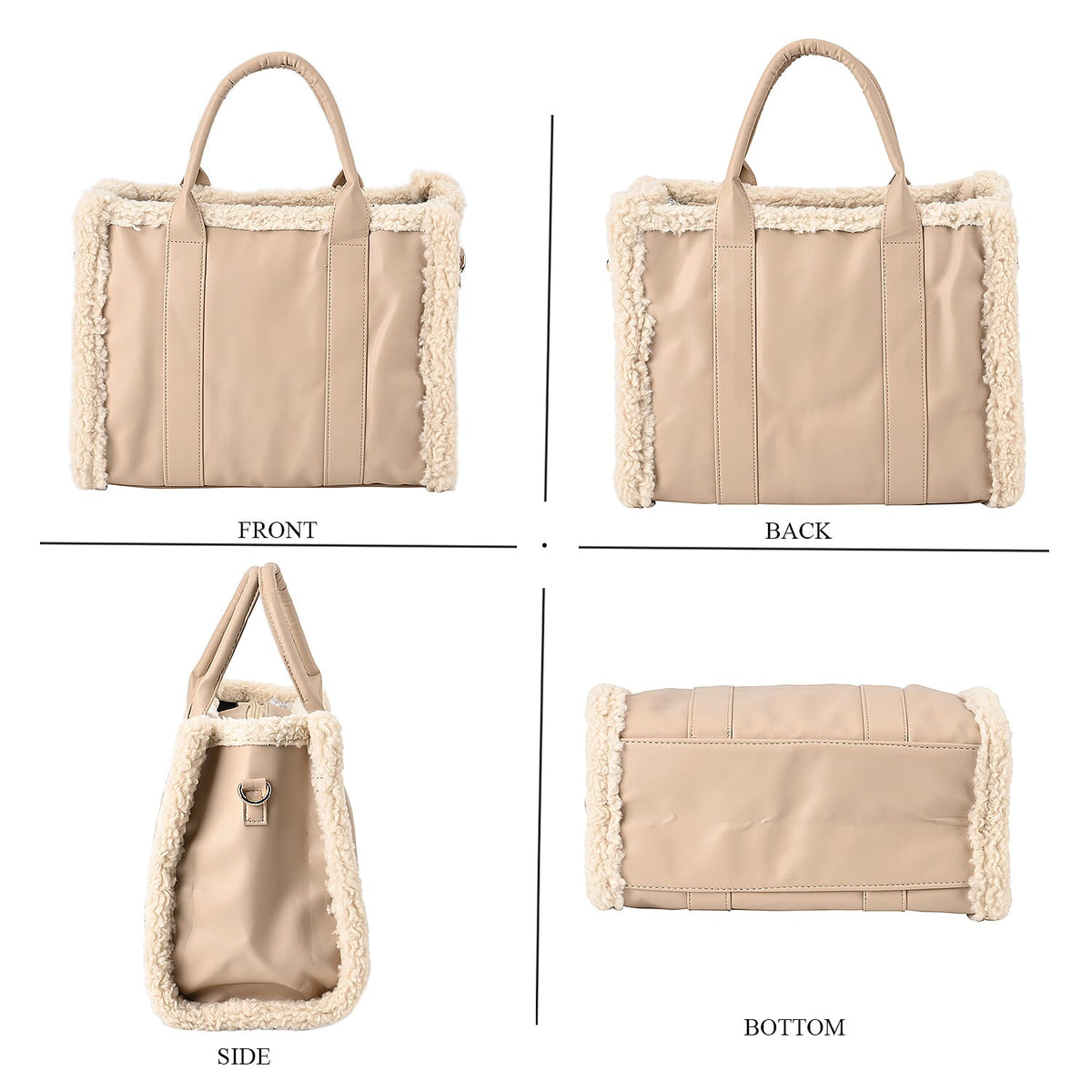 Leatherette Crossbody Bag with Exterior Zipped Pocket &amp; Shoulder Strap - Apricot &amp; White 7618603 1