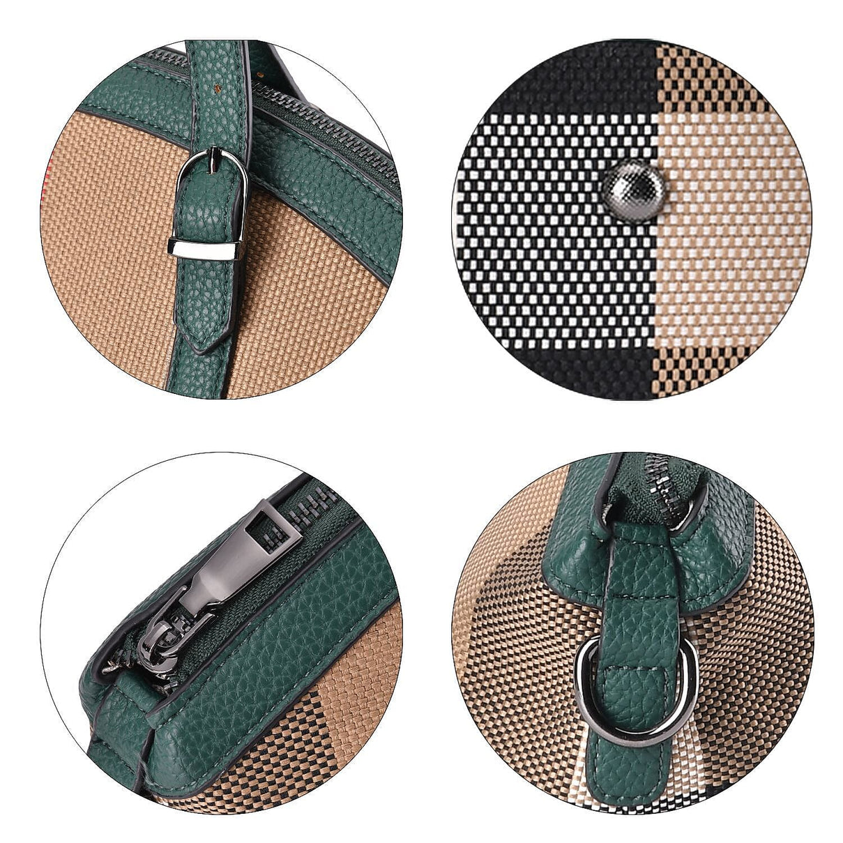 Plaid Pattern Medium Tote Bag with Detachable Shoulder Strap - Green 7550430 7