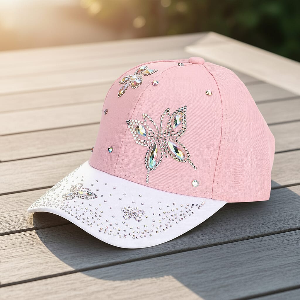 Butterfly Design Baseball Cap (57 Cm) - Pink &amp; White 8223015 2