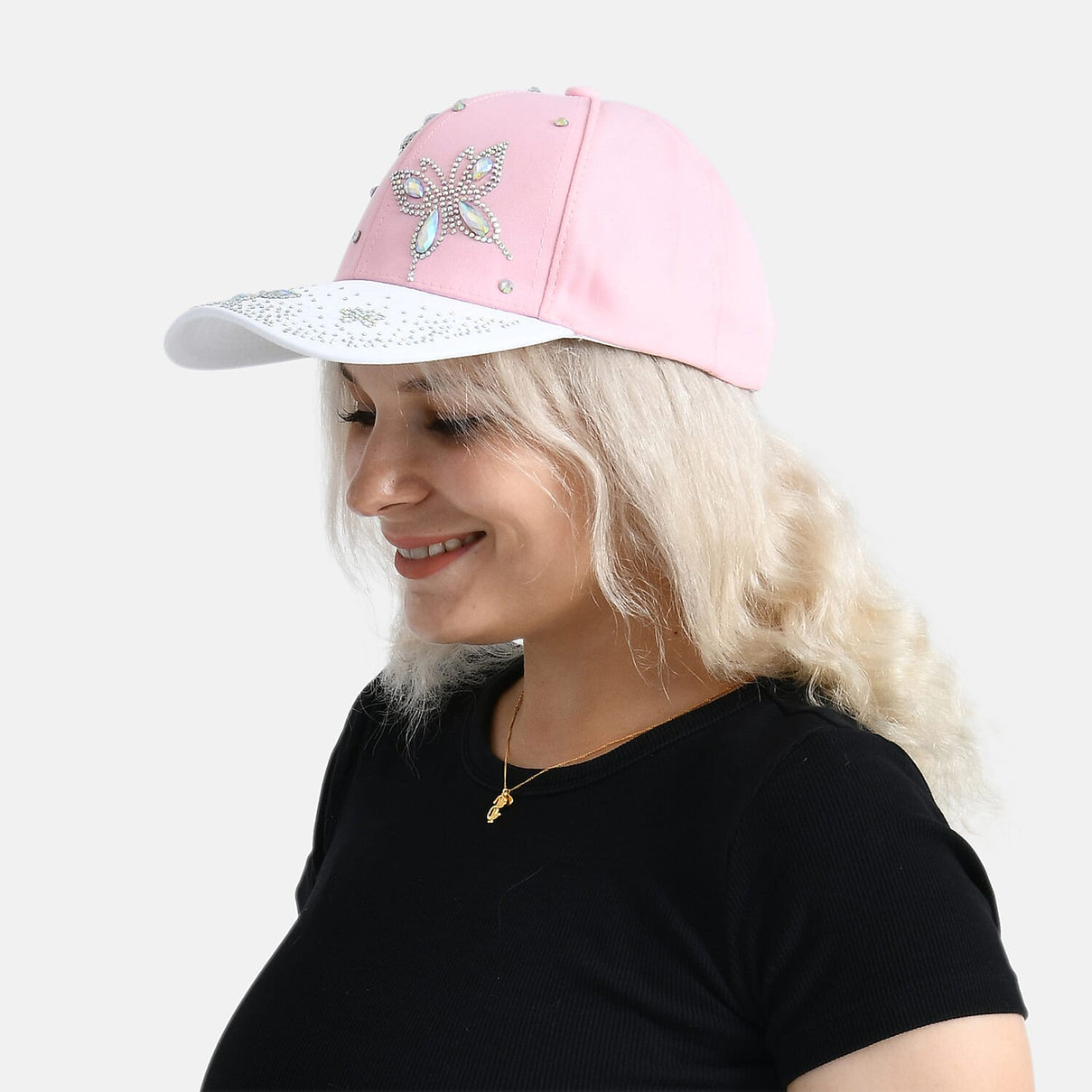 Butterfly Design Baseball Cap (57 Cm) - Pink &amp; White 8223015 4