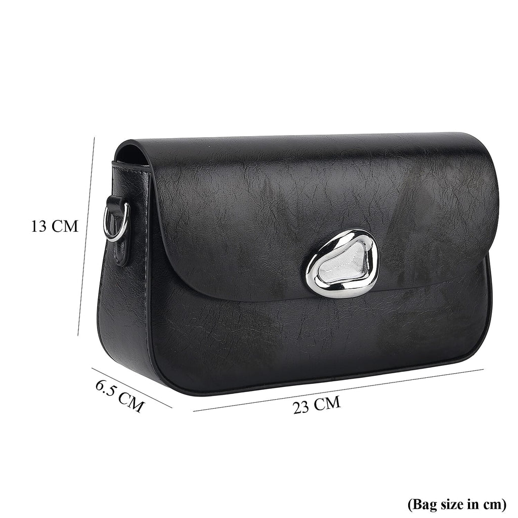 Sling Shoulder Bag with Adjustable Strap - Black