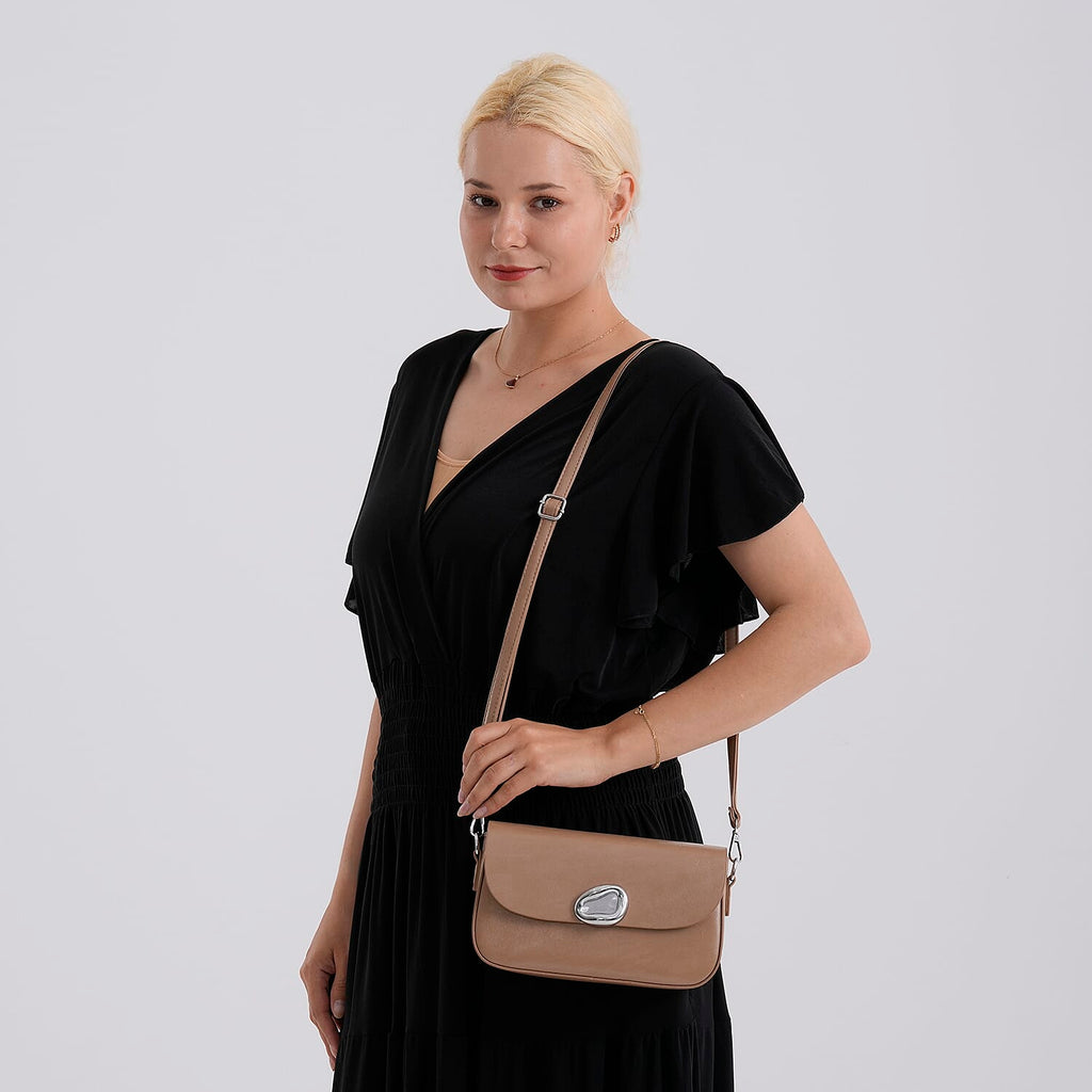 Sling Shoulder Bag with Adjustable Strap - Tan