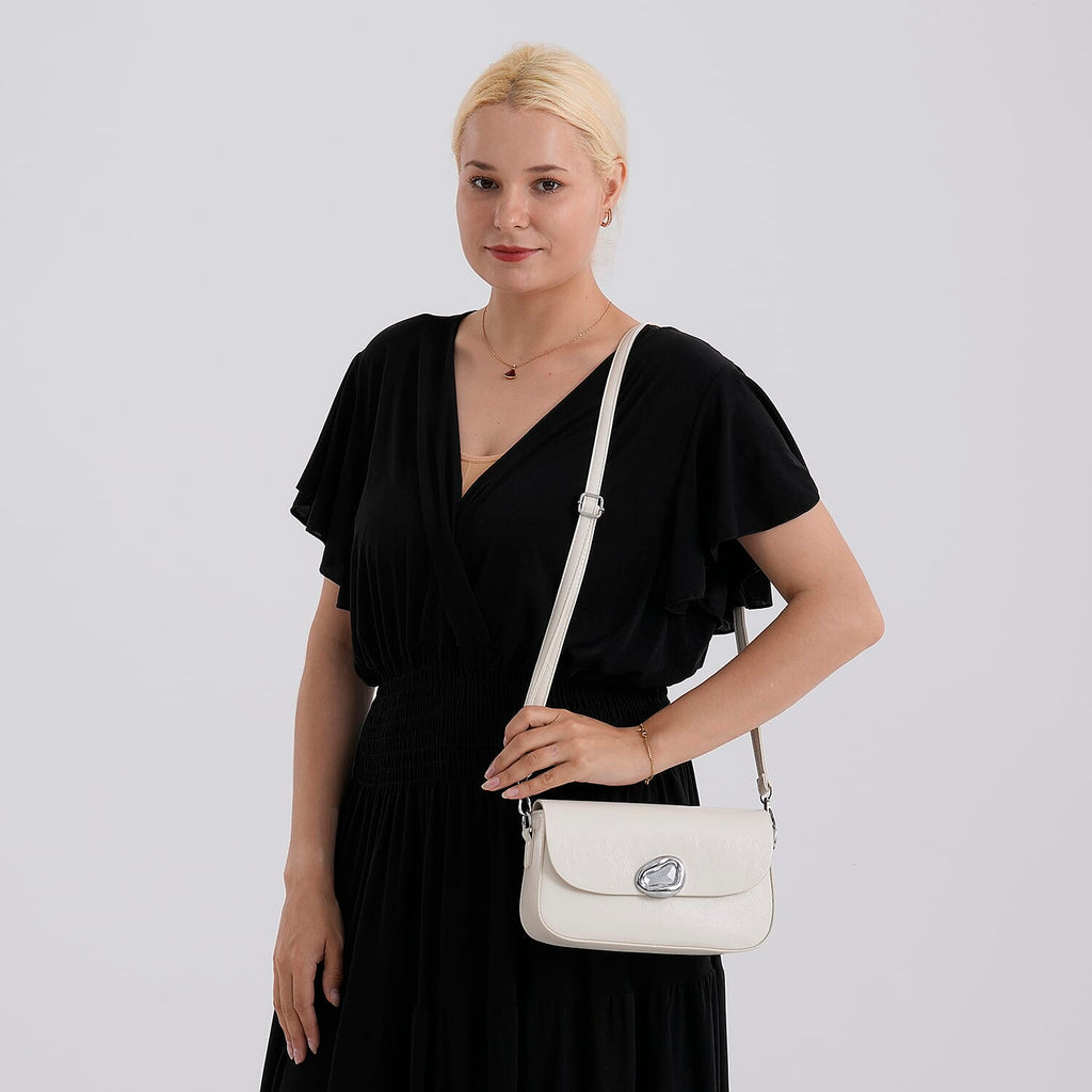 Sling Shoulder Bag with Adjustable Strap - Cream