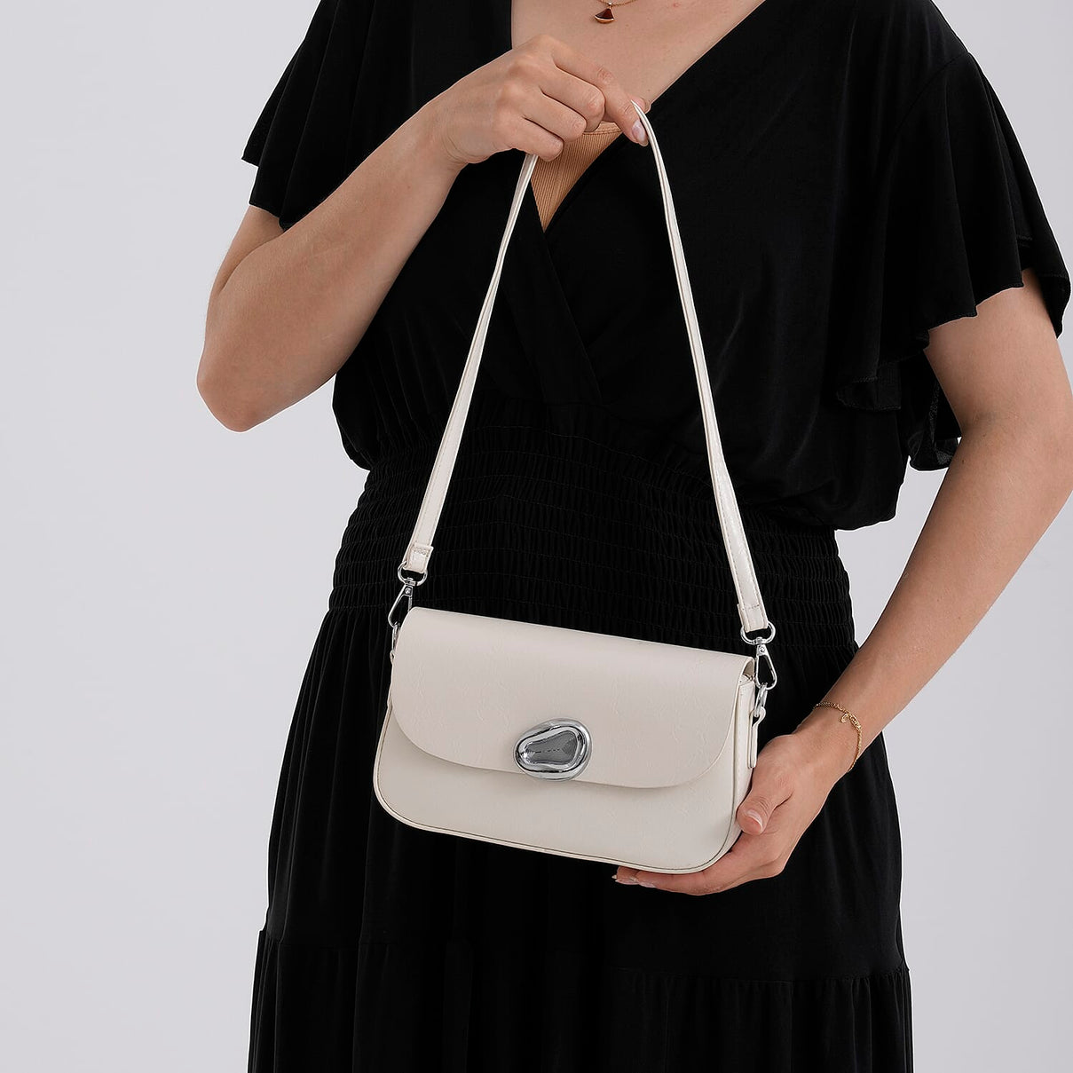 Sling Shoulder Bag with Adjustable Strap - Cream 8445301 4