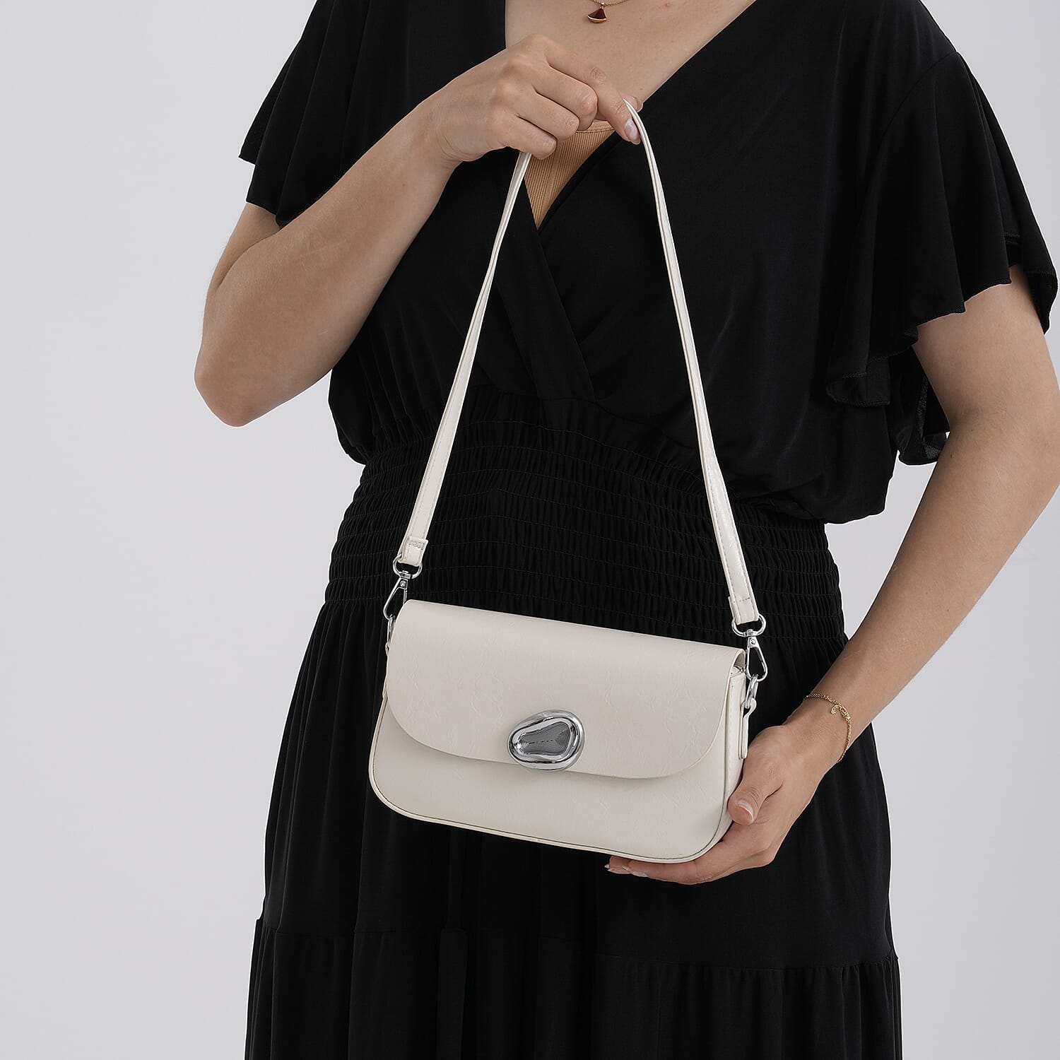 Sling Shoulder Bag with Adjustable Strap - Cream 8445301 4