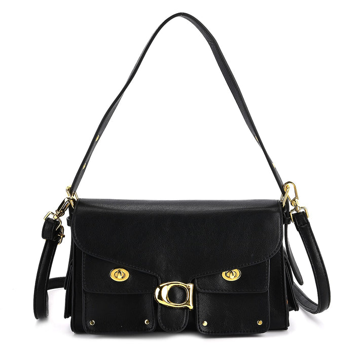 Designer Inspired Cargo Turnlock Soft Tabby Shoulder Bag - Black 8223742 1