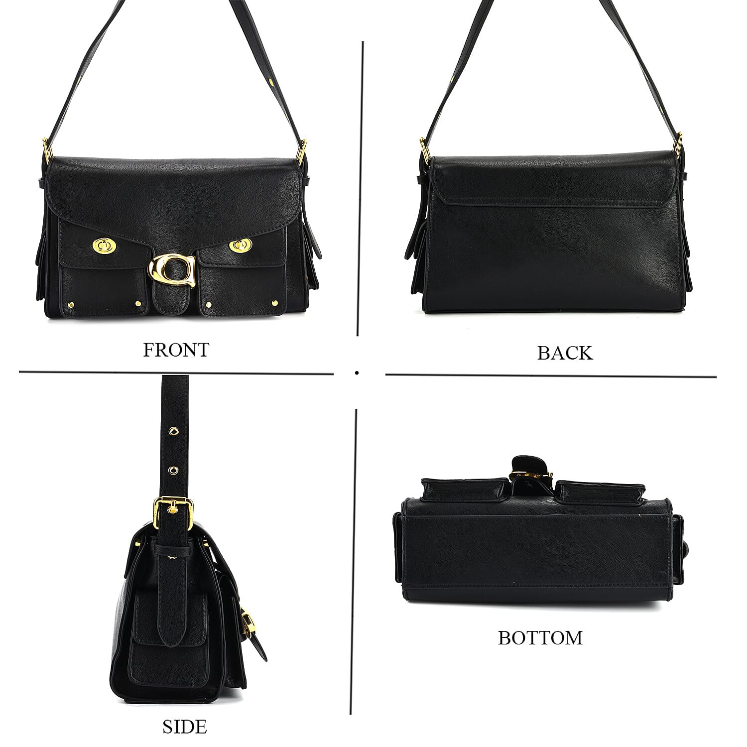 Designer Inspired Cargo Turnlock Soft Tabby Shoulder Bag - Black V32513845 5