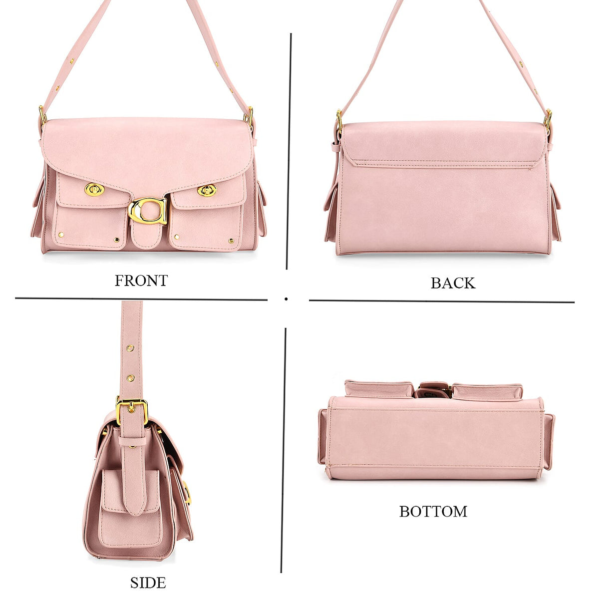 Designer Inspired Cargo Turnlock Soft Tabby Shoulder Bag - Pink V32513178 5