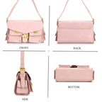 Designer Inspired Cargo Turnlock Soft Tabby Shoulder Bag - Pink